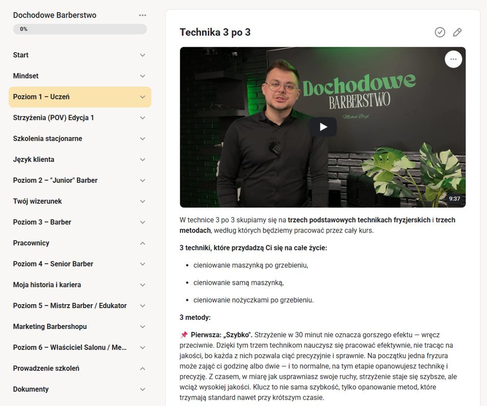 Platforma online — lekcja „Technika 3 po 3”
